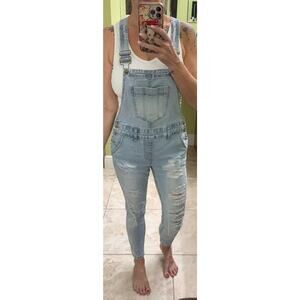 Bluespice overalls bibs Blue Spice Denim Jean Skinny Distressed Light Blue 5